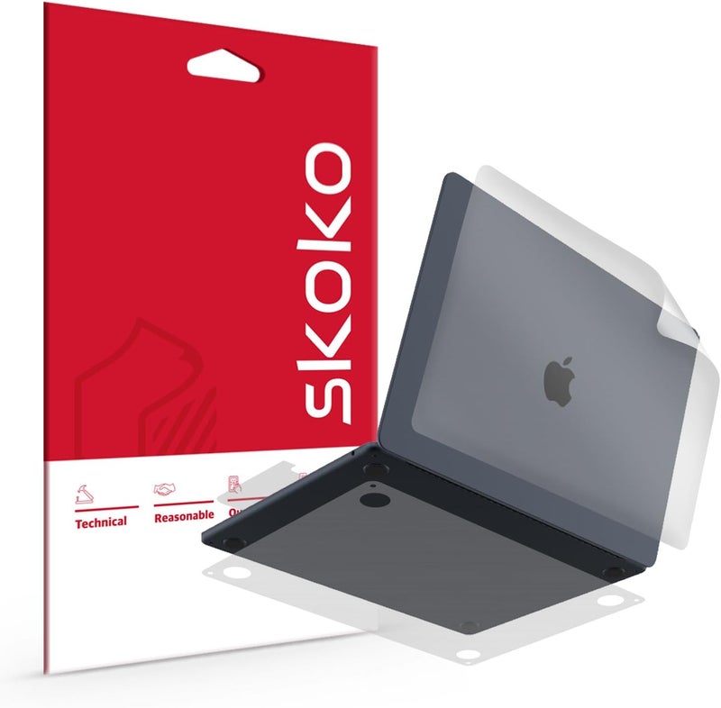 skoko غطاء غير مرئي غير لامع لجسم كامل لجهاز MacBook Air 13 بوصة M4 M3 M2 2025 2024 2022، فيلم حماية TPU مضاد للخدش، - Image 1